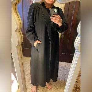 Vintage women’s Portrait black wool duster coat open front overcoat goth USA